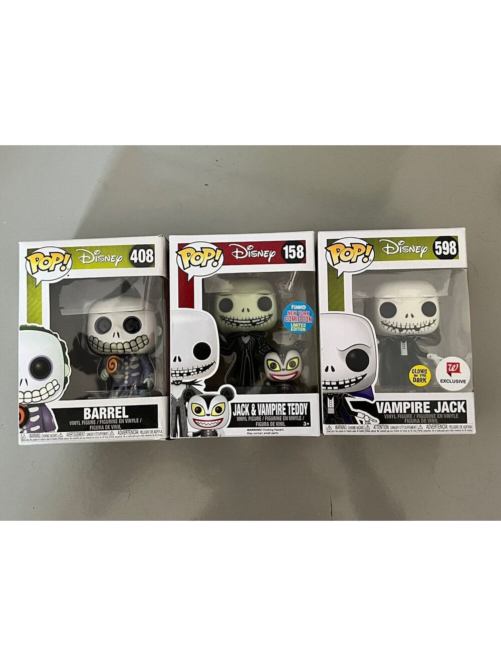 Funko Pop Lot Nightmare Before Christmas 158, 408, And 598 Jack Teddy Barrel